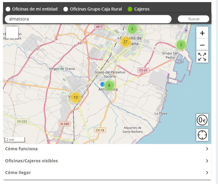 buscador de cajeros y oficinas
